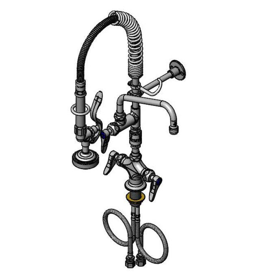 T&S Mini-PRU: Single Hole Base Faucet, B-0107, ADF & 8" Swing Nozzle, Vacuum Breaker, Ceramas