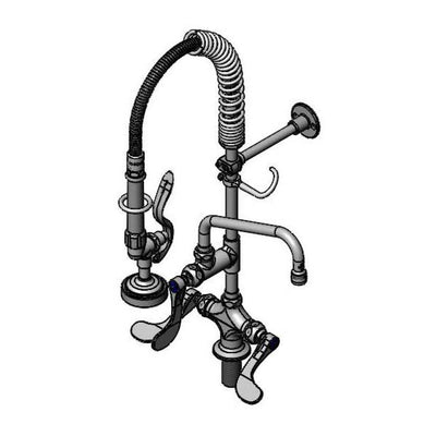T&S Brass MPZ-2DWN-08 8" Swing Nozzle Single Hole Deck Mount Mini Pre-Rinse - Wrist Handles & Eterna