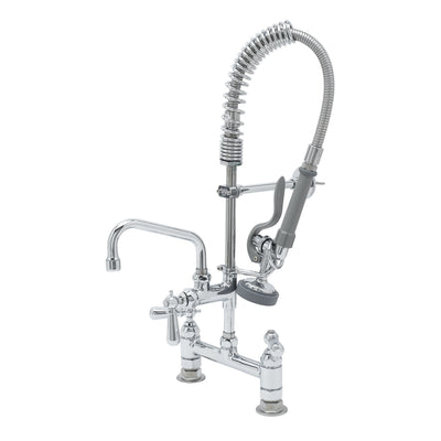 T&S Brass MPZ-8DCN-06 24-9/16" H Deck Mount Mini Pre-Rinse Unit - 6" Nozzle & Club Handles
