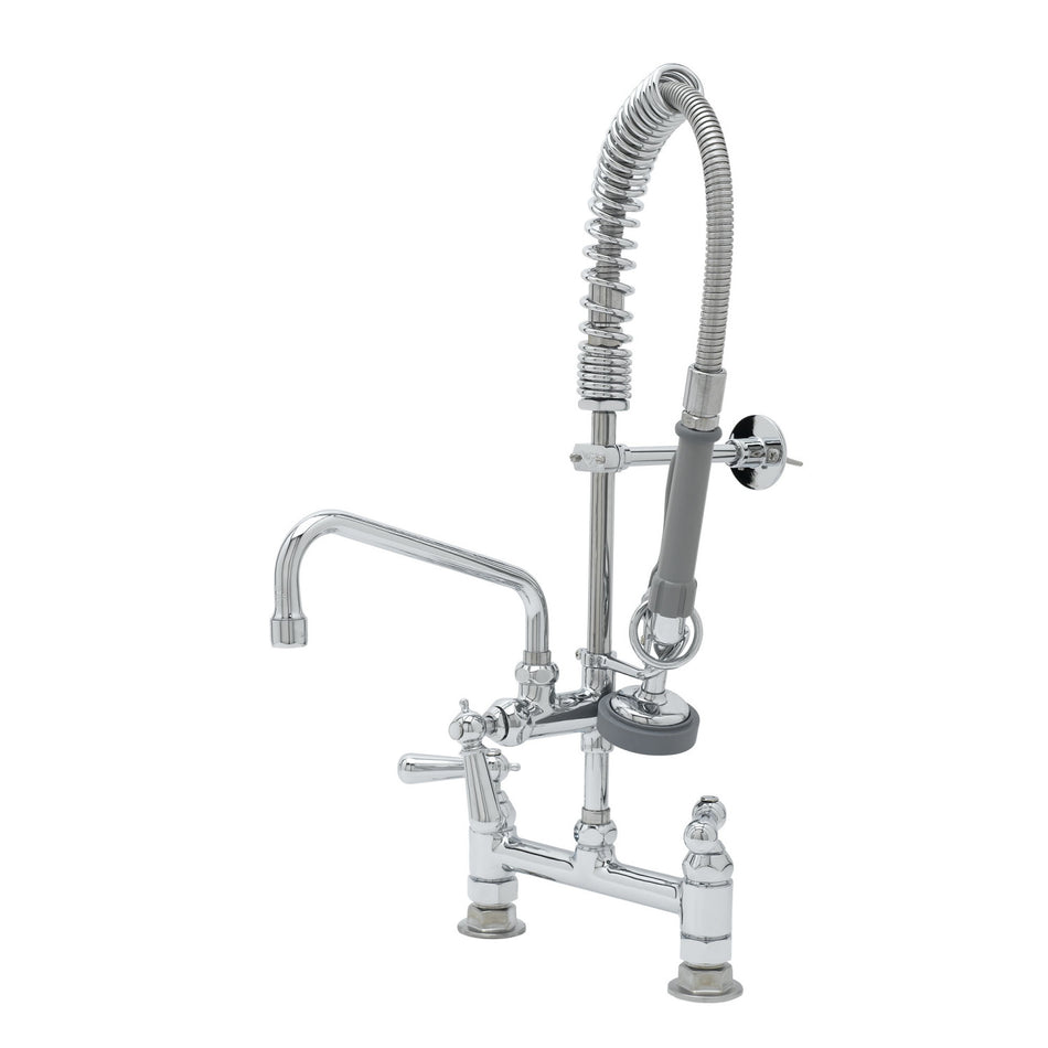 T&S Mini PRUt: 8" Deck Mount Base, B-0107, 8" Swivel Nozzle, Club Handles, Wall Bracket MINI PRE-RINSE UNIT