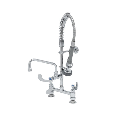 T&S Brass MPZ-8DWN-08-CR 8" Swing Nozzle 8" Deck Mount Mini Pre-Rinse Unit - Cerama Cartridges & Wrist Handles