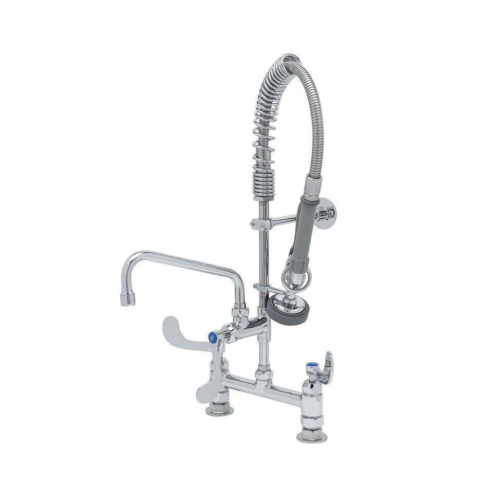 T&S EasyInstall Mini-PRU: 8" Deck Mount, B-0107, 8" Swing Nozzle, Ceramas, & 4" Wrist Handles