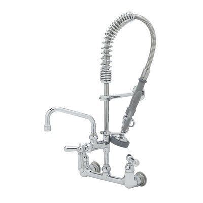 T&S Brass MPZ-8WCN-06 6" Swing Nozzle 8" Wall Mount Mini Pre-Rinse Unit - Club Handles