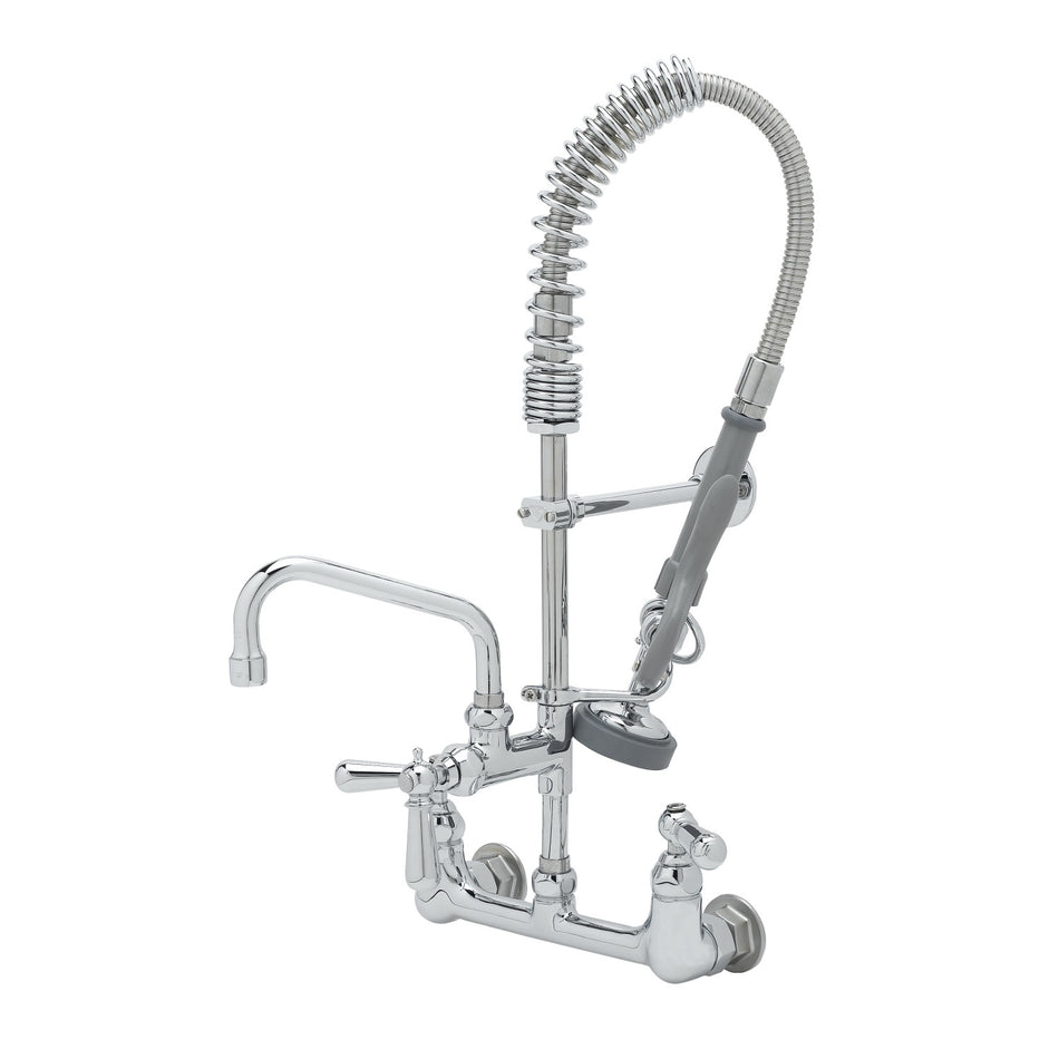 T&S Mini-PRU: 8" Wall Mount, B-0107, 6" Add-On Swing Nozzle, Club Handles, Wall Bracket