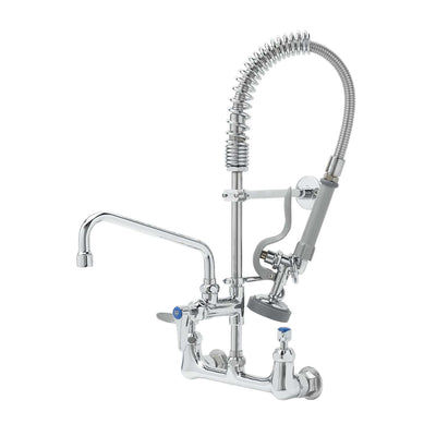 T&S Brass MPZ-8WLN-08-CR 8" Wall Mount Mini Pre-Rinse - 8" Nozzle & Lever Handles (Cerama)