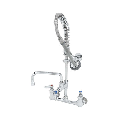 T&S Brass MPZ-8WLN-08 8" Wall Mount Mini Pre-Rinse - 8" Nozzle & Lever Handles (Eterna)
