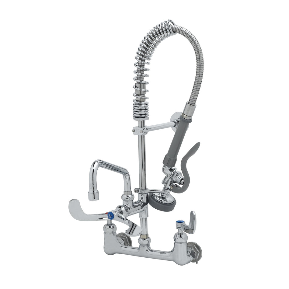 T&S Mini PRU: 8" Wall Mount, B-0107, 8" Swivel Nozzle, Ceramas, Wrist Handles, Wall Bracket "MINI PRE-RINSE"