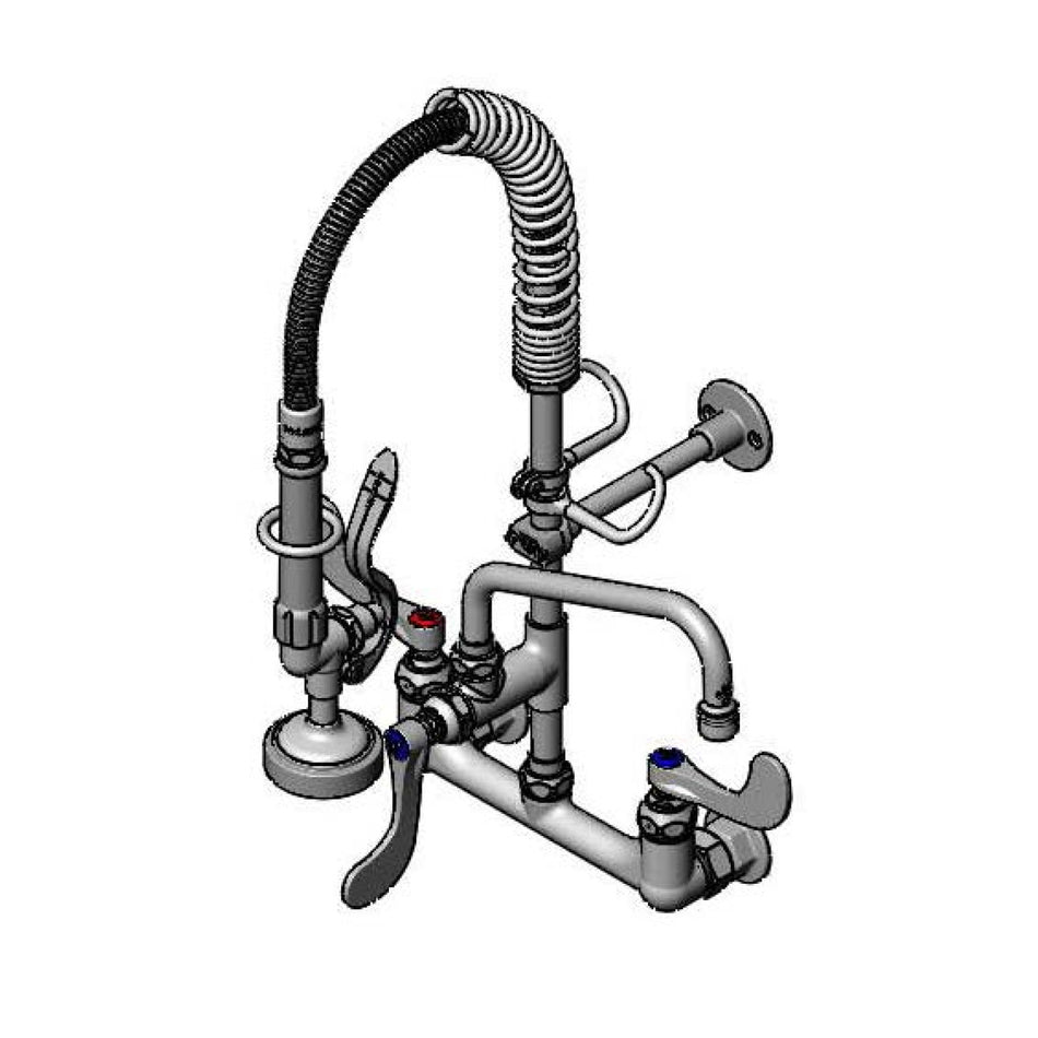 T&S Mini PRU: 8" Wall Mount, B-0107, 8" Swivel Nozzle, Eternas, 4" Handles, Wall Bracket "MINI PRE-RINSE"