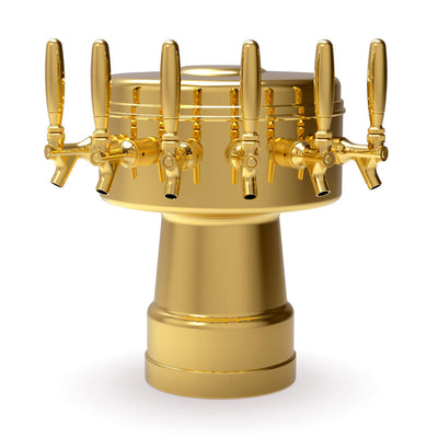 Micro Matic MTB-6BR 12 Inch Air Cooled Draft Beer Tower Countertop Brass Finish