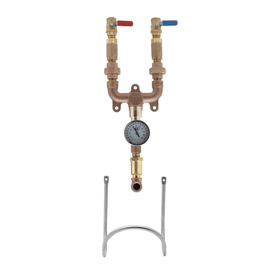 3/4" Washdown Station w/ Ball Valves, Hose Swivel, Thermometer, Hose Rack