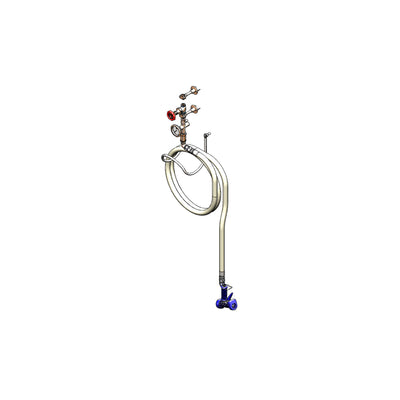 T&S Brass MV-1907-11CW 1/2" Washdown Station - Valve, Thermometer, 50' Creamery Hose & Water Gun