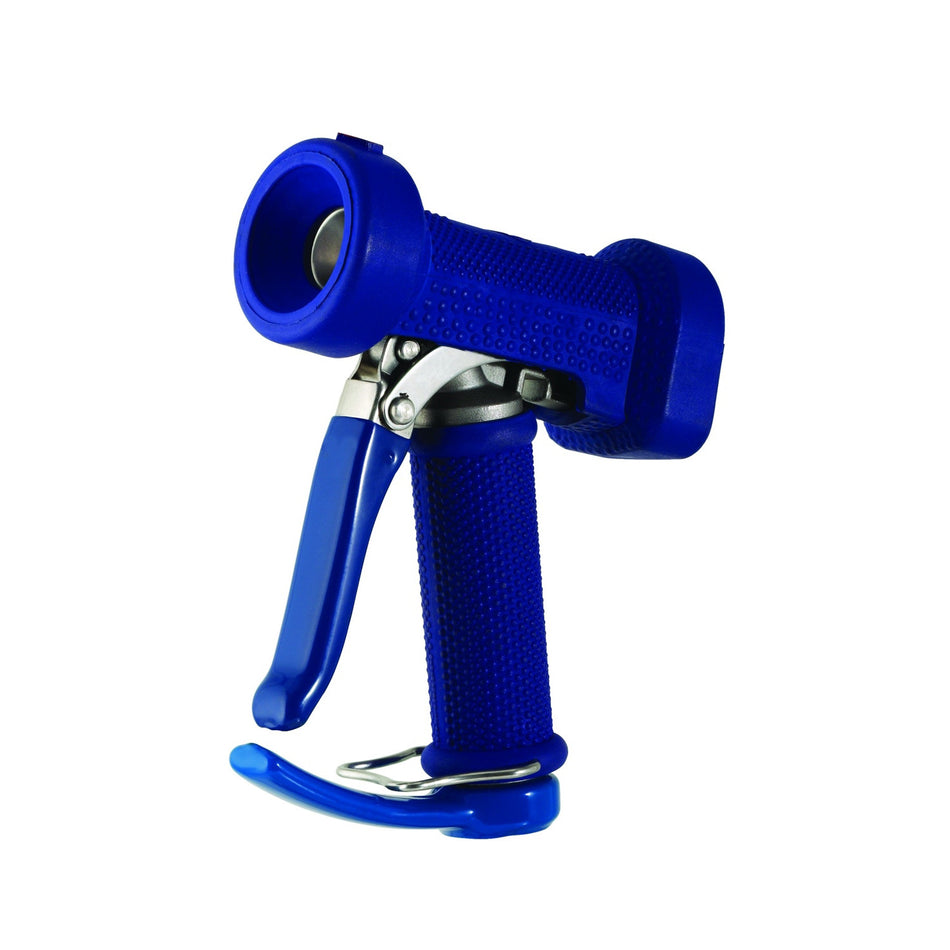 Water Gun, Front Trigger, 9/16" Orifice, 3/4" Coupling, Stainless Steel, Blue Rubber Cover