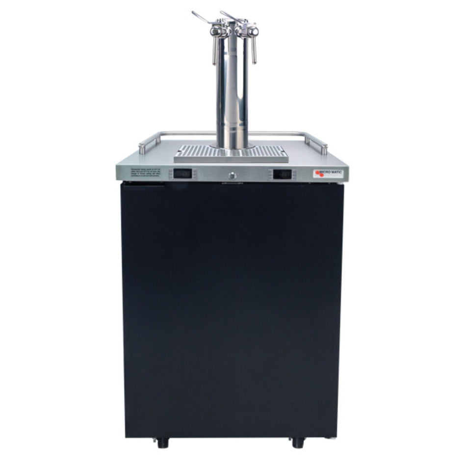Micro Matic MDD23W-E-A 25" Dual Zone Wine Dispenser w/ (4) 1/6 Size Keg Capacity - (1) Column & (2) Taps, Black, 115v