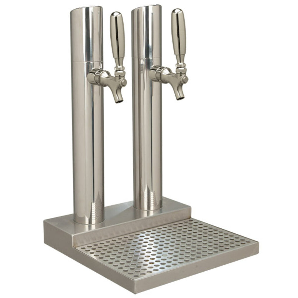 Micro Matic BS-SKY-2PSSKR-LR Skyline Dual Faucet Beer Tower – Polished Stainless Steel – Glycol Cooled – No Rinser