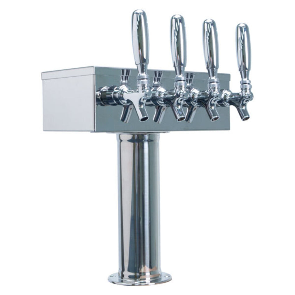 Micro Matic D7744PSS Countertop T Style Draft Beer Tower w/ (4) Faucets - Air Cooled, Stainless Steel
