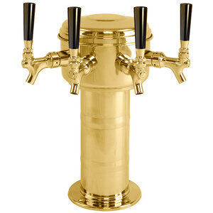 Micro Matic MTM-4BR 7-5/16 Inch Diameter Air Cooled Draft Beer Tower Countertop Brass Finish