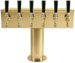 T Style 6 Tap Beer Tower – PVD Brass – Air Cooled – 4" Column
