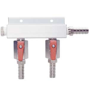 Micro Matic 751-017 2-way Gas Distributor Manifold Aluminum 45° One Piece