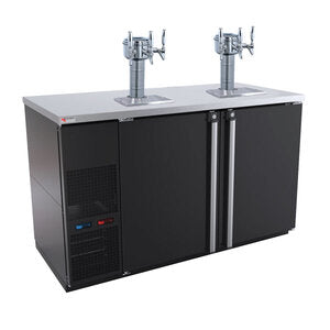 Beverage Station 6 Tap Double Tower Kegerator – Dual Temperature – 2 Mini Mushroom Towers – 59-1/2" – Black Vinyl