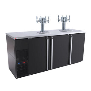 Micro Matic MBB78BC-E-B 80 Inch Draft Beer Cooler Dual Temperature Black Vinyl Stainless Steel with 2 Mini Mushroom Towers