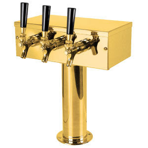 Micro Matic D7743PVDKR 12 Inch Glycol Cooled Draft Beer Tower Countertop Brass