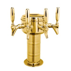 Micro Matic MTM-4BRKR 7-5/16 Inch Diameter Glycol Cooled Draft Beer Tower Countertop Brass Finish