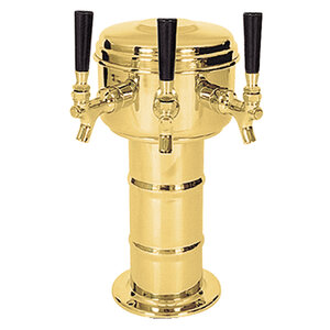 Micro Matic MTM-3BRKR Mini-Mushroom Draft Tower - 3 Faucets, Glycol Cooled, PVD Brass