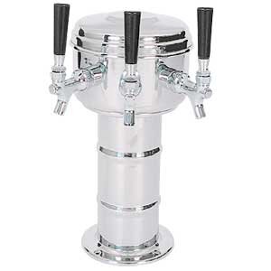 Micro Matic Mini Mushroom Draft Beer Tower - 3 Faucets, Glycol Cooled, Polished Stainless Steel