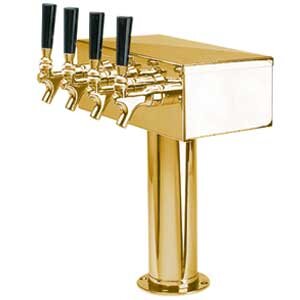 Micro Matic D7744PVD 12 Inch Air Cooled Draft Beer Tower Countertop Brass Finish