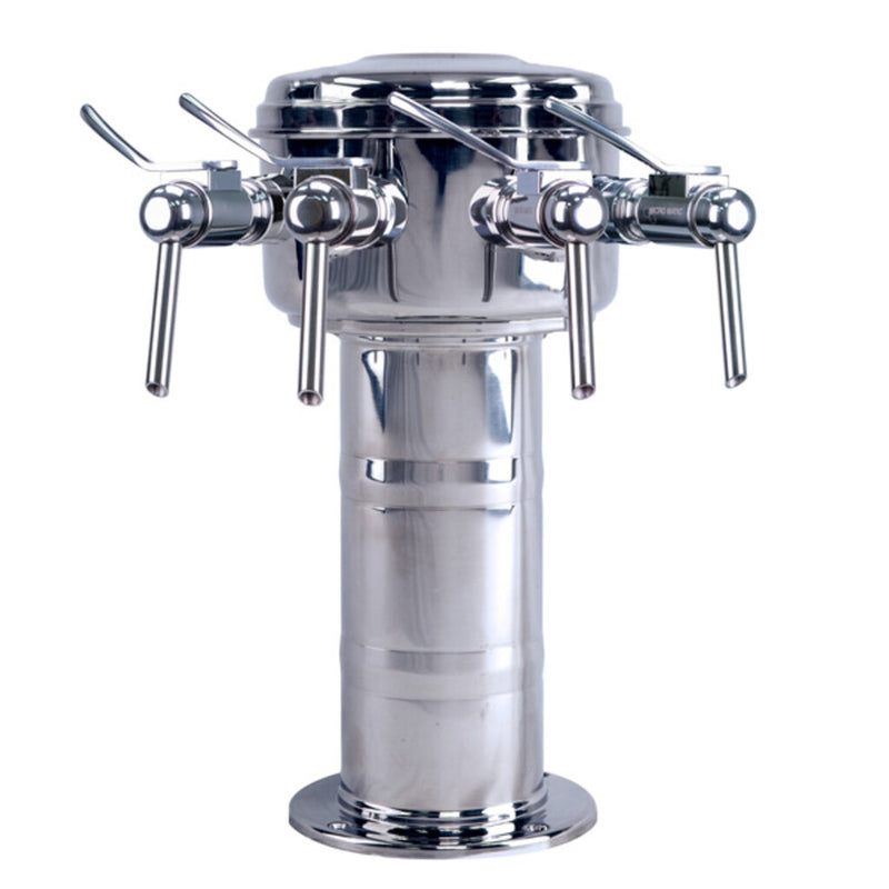 Micro Matic MTM-4PSS-W 7-5/16 Inch Air Cooled Draft Wine Dispensing Tower Countertop Polished Stainless Steel with Four Faucets