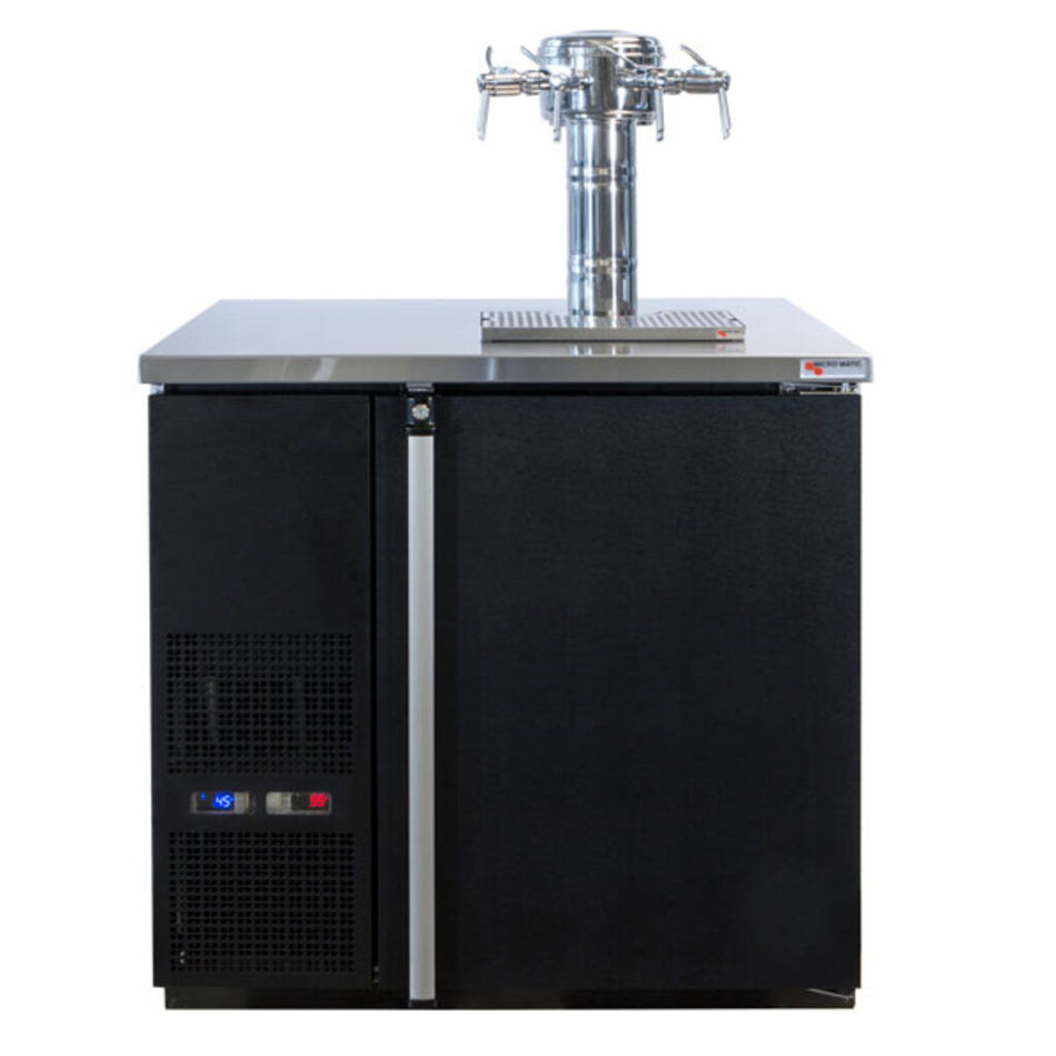Micro Matic MDD36W-E-E 36 3/4" Dual Zone Wine Dispenser w/ (4) 1/6 Size Keg Capacity - (1) Column & (4) Taps, Black, 115v