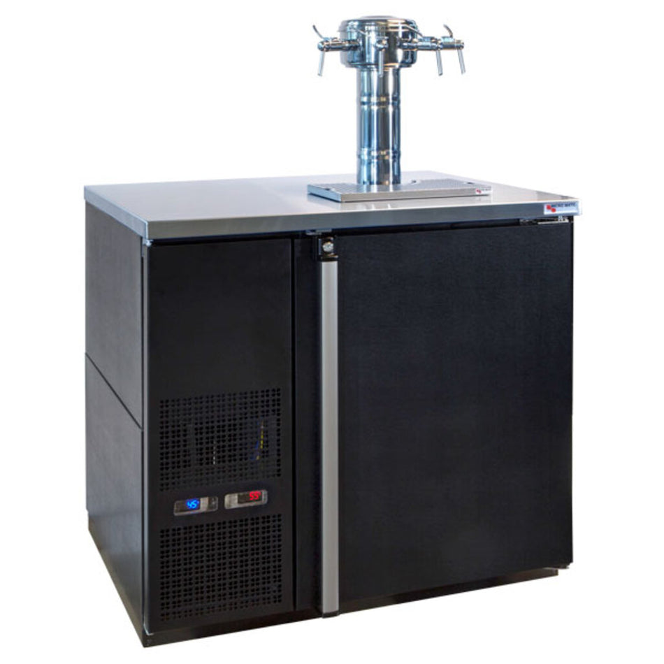 Micro Matic MDD36W-E-E 36 3/4" Dual Zone Wine Dispenser w/ (4) 1/6 Size Keg Capacity - (1) Column & (4) Taps, Black, 115v