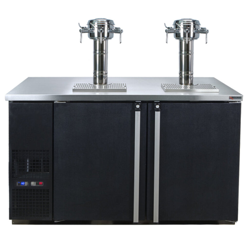 Micro Matic MDD58W-E-D 59 1/2" Dual Zone Wine Dispenser w/ (8) 1/6 Size Keg Capacity - (2) Columns & (6) Taps, Black, 115v