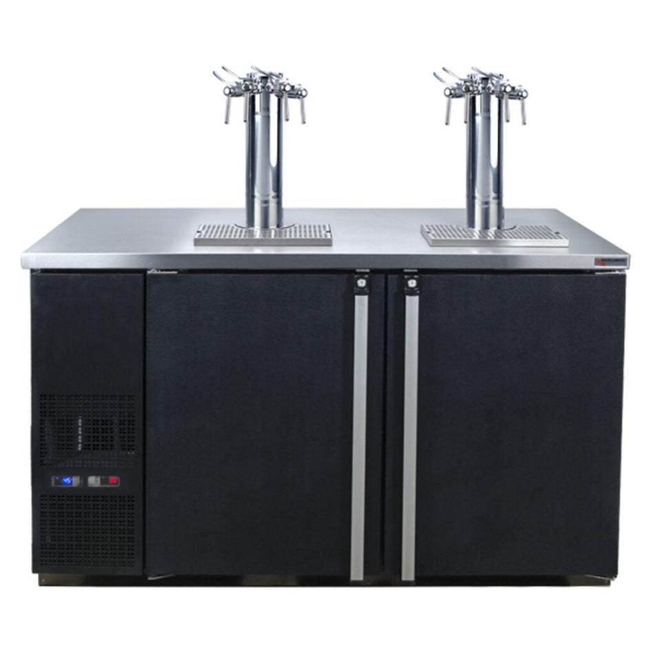Micro Matic MDD58W-E-C 59 1/2" Dual Zone Wine Dispenser w/ (8) 1/6 Size Keg Capacity - (2) Columns & (8) Taps, Black, 115v