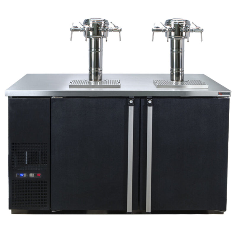 Micro Matic MDD58W-E-E Pro-Line™ Wine Dual Zone Kegerator, 2 Sommelier Tower, 8 Faucets, 59-1/2", Black Vinyl