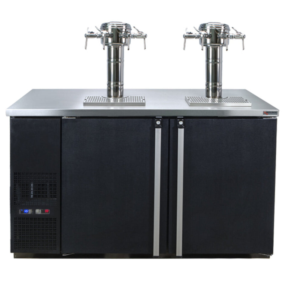 Micro Matic MDD58W-E-E 59 1/2" Dual Zone Wine Dispenser w/ (8) 1/6 Size Keg Capacity - (2) Columns & (8) Taps, Black, 115v