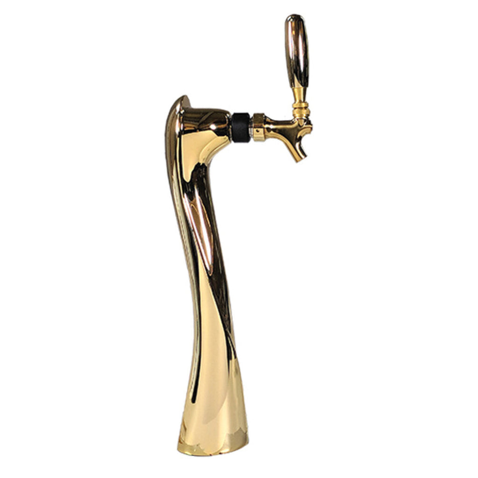 Micro Matic 6501-G-CC Lucky Gold Single Faucet Draft Beer Tower – Glycol Cooled, Polished Brass Finish, Commercial Grade