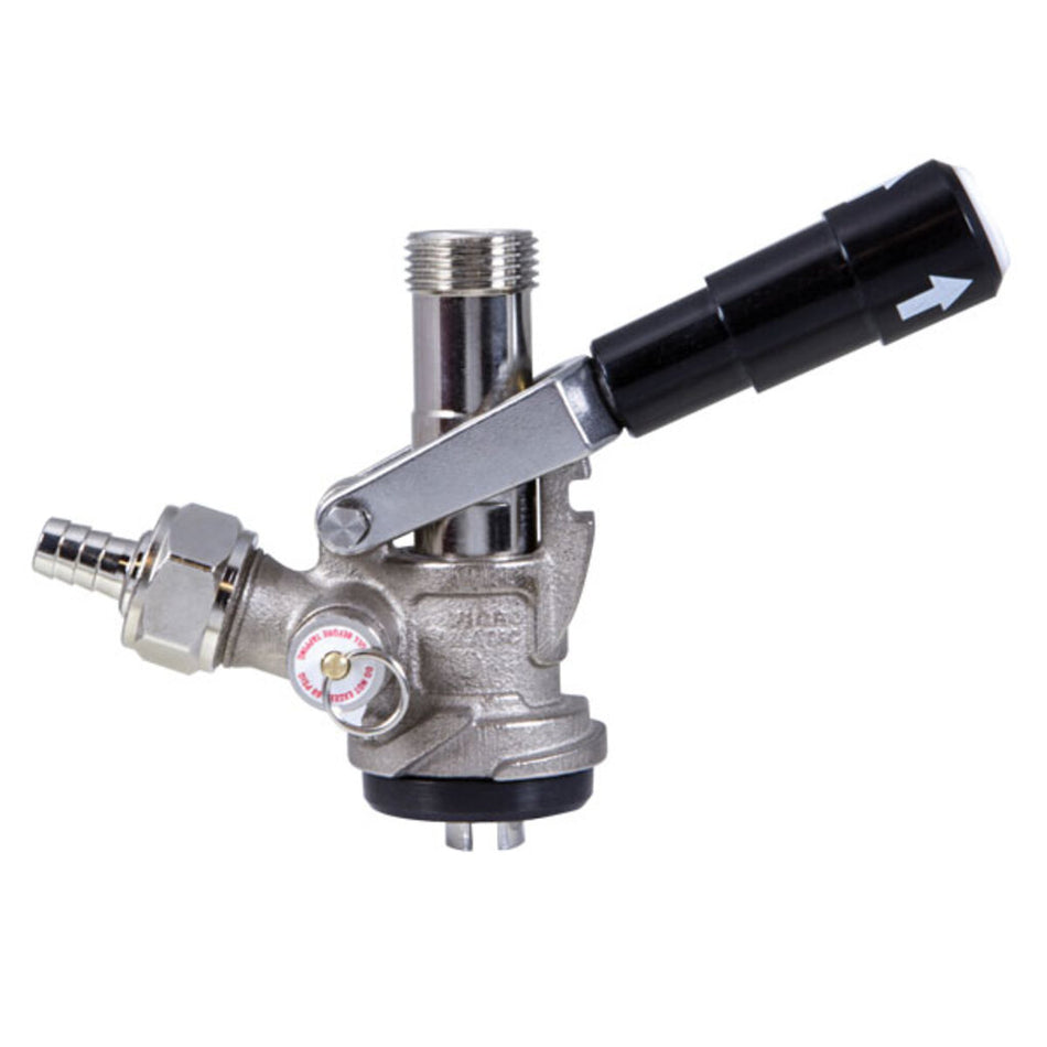 Micro Matic "S" System Beer Keg Coupler with Black Lever Handle and Type 304 Stainless Steel Probe - 7486BS