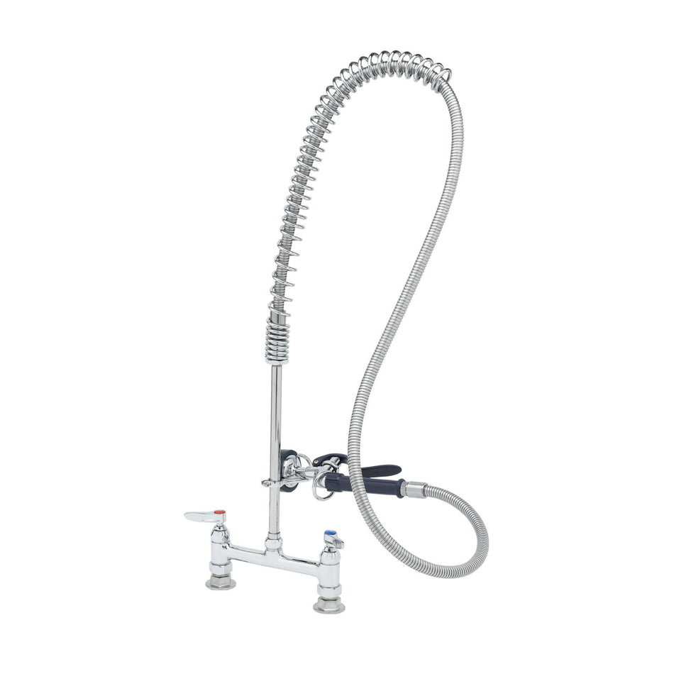 8" c/c Deck Mount Faucet, B-0425 Supply Kit, 12" Riser, EB-0072-H Flex Hose, EB-0107-035 Spray Valve