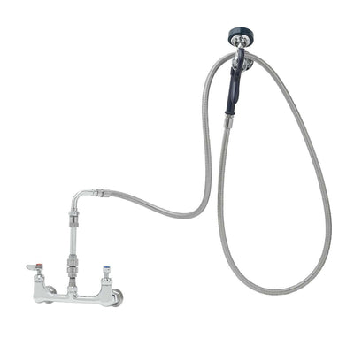 T&S Brass P3-8WESV-00M-CR 96" SS Hose 8" Wall Mount Pet Grooming Faucet - Cerama Cartridges & Vacuum Breaker