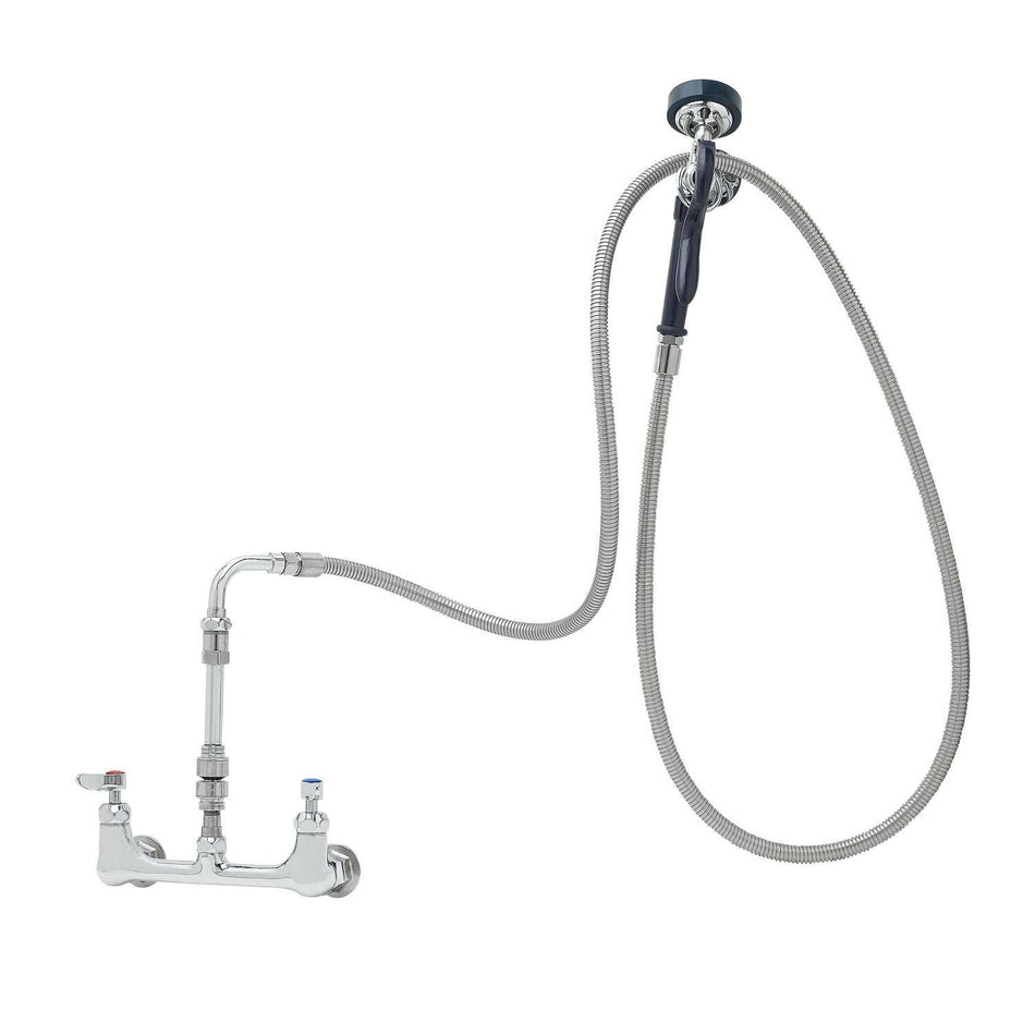T&S Brass P3-8WESV-00M-CR 96" SS Hose 8" Wall Mount Pet Grooming Faucet - Cerama Cartridges & Vacuum Breaker