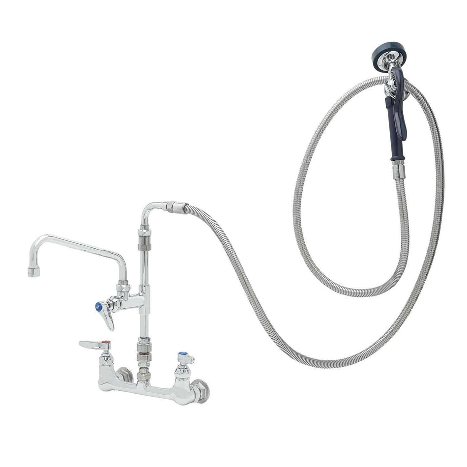 T&S Brass P3-8WESV-08M 8" Swing Nozzle 8" Wall Mount Pet Grooming Faucet - 96" SS Hose & Eterna Cartridges