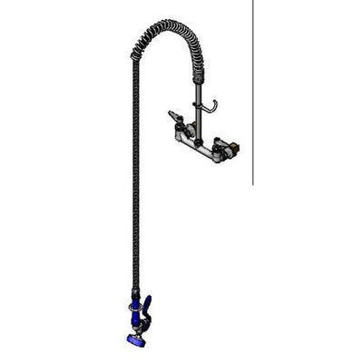 T&S Brass P3-8WOSN00PZLUB 12" Riser 8" Wall Mount Pet Grooming Unit - Spring Action & Angled Blue Spray Valve
