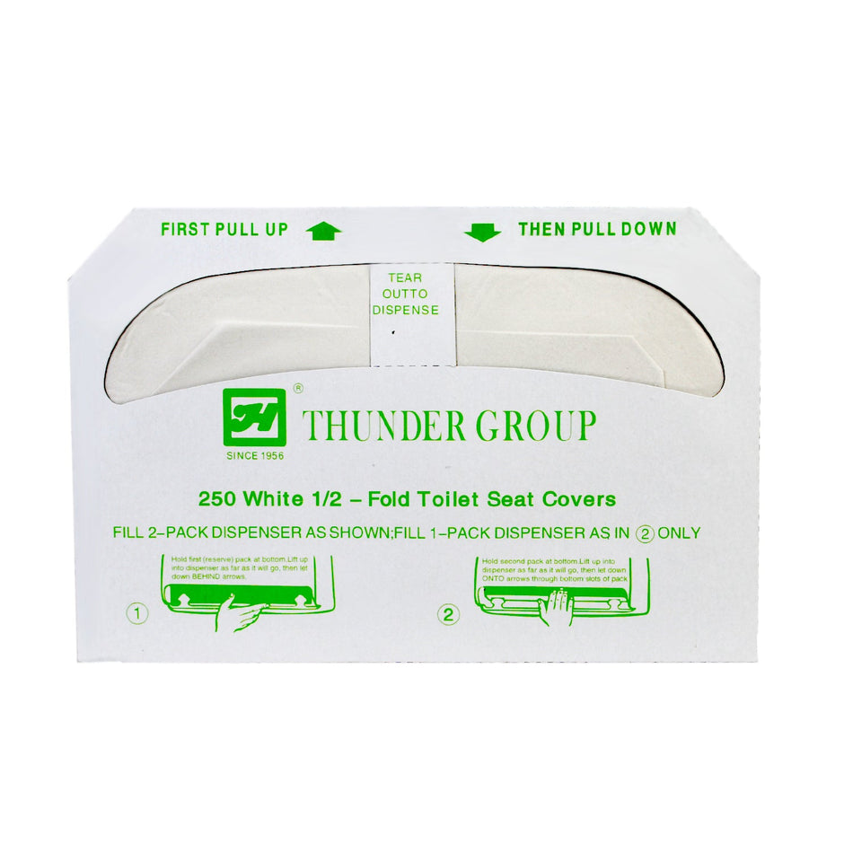 16-1/2" x 14-1/6", Half Fold Paper Toilet Seat Covers (250 Sheet/Pack) & (20 Pack/Case), Wood & Recycle Pulp,