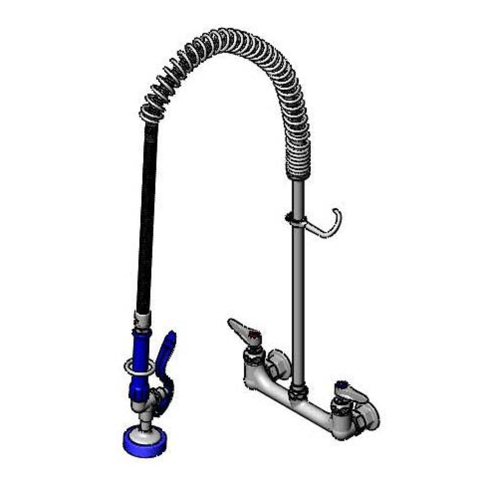 T&S Brass PB-8WOSN00KZKZC 6" Wall Bracket 8" Wall Mount Pet Grooming Unit - Spring Action & EB-0107 Spray Valve