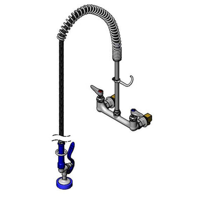 T&S Brass PB-8WOSN00PZLUB 12" Riser 8" Wall Mount Pet Grooming Unit - Spring Action & EB-0107 Spray Valve