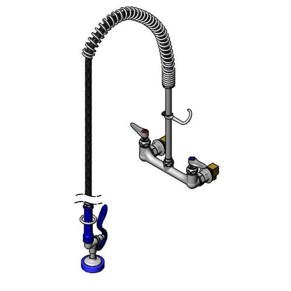 8" c/c Wall Mount Faucet, B-0230-K, 12" Riser, EB-0072-H Hose & EB-0107 Spray Valve