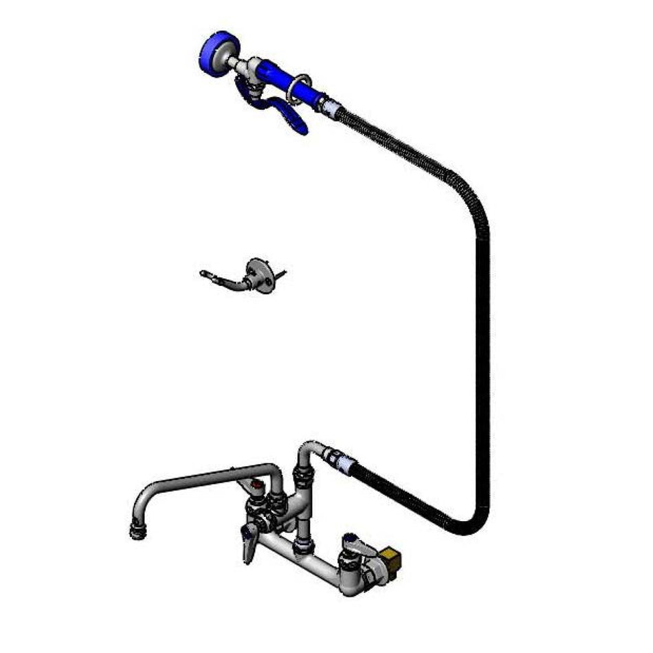 8" c/c Wall Mount Faucet, ADF, 12" Swing Nozzle, EB-0072-H, EB-0107 Spray Valve