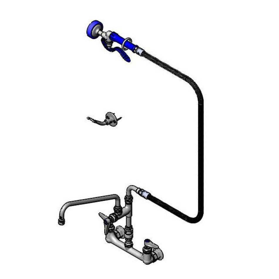 Pet Grooming: 8" Wall Mount w/ 12" Add-On Faucet Nozzle, EB-0107, & Vacuum Breaker