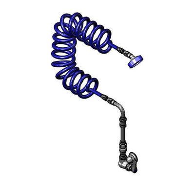 T&S Brass PG-1WESV-FS Single Hole Wall Mount Pet Grooming Faucet - Cerama Cartridge & Coiled Hose (Forever Stainless)